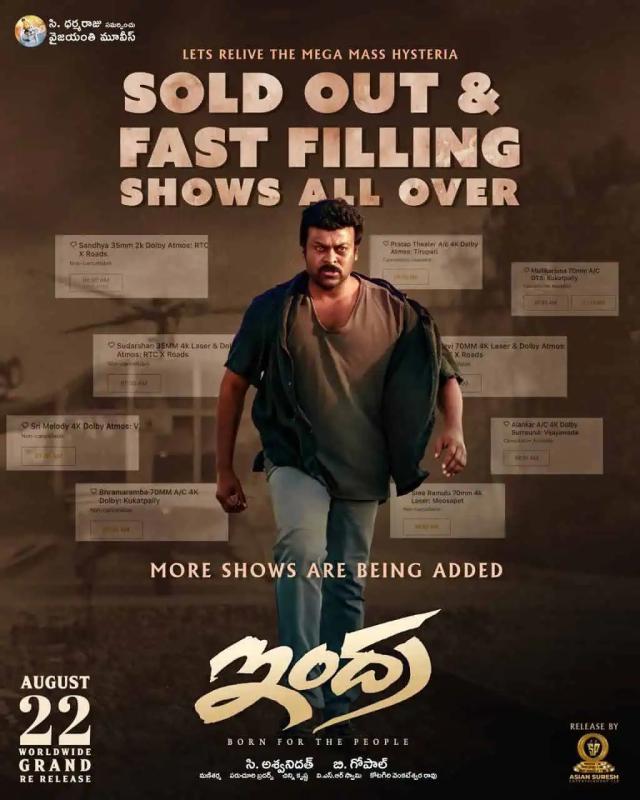 Megastar Chiranjeevi's Iconic Film Indra Celebrates 22 Years with Theatrical Re-Release