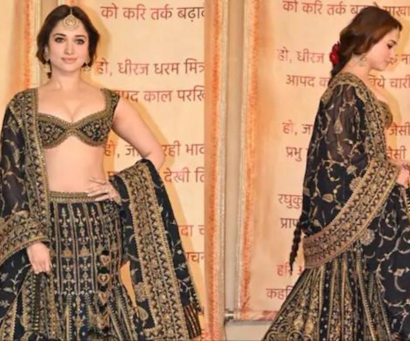 Tamannaah Bhatia exudes vintage elegance at Anant-Radhika's reception in a ₹3.85 lakh lehenga.