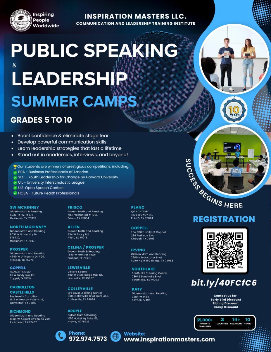 Public Speaking and Leadership Summer Camps