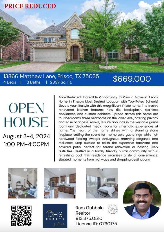 Price Reduced! Stunning 4-Bedroom Home in Frisco's Top-Rated Community