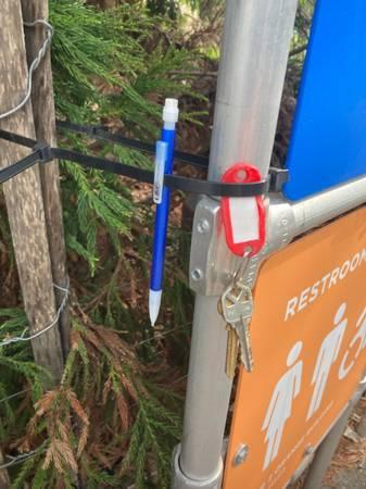 KEYS, FOUND AT BROOKLYN BRIDGE PARK - HANGING ON SIGN AT ENTRANCE