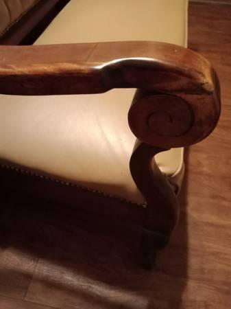 Antique Tufted Wooden Bench/Loveseat wt Wooden Arms & Legs - $480 (Cedar Creek)