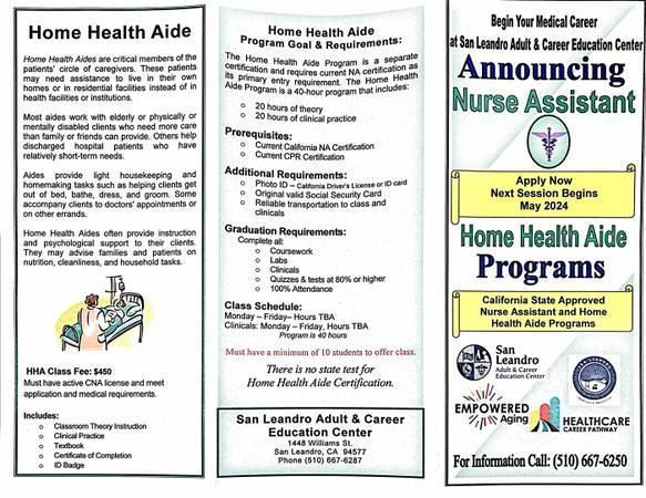 12/2: Free 11-week Certified Nursing Assistant class in San Leandro