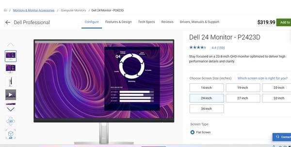 Dell P2423D Monitor - 24" QHD (2560 x 1440) 60Hz Display - $125 (Murphy/Plano)