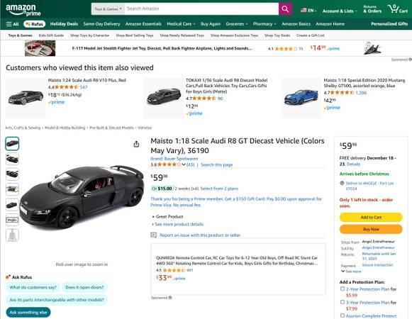 (New) Maisto Audi R8 GT - $30