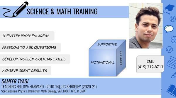 ⭐️⭐️⭐️Harvard Tutor-Math, Calculus, Chemistry, Physics, SAT, MCAT, G