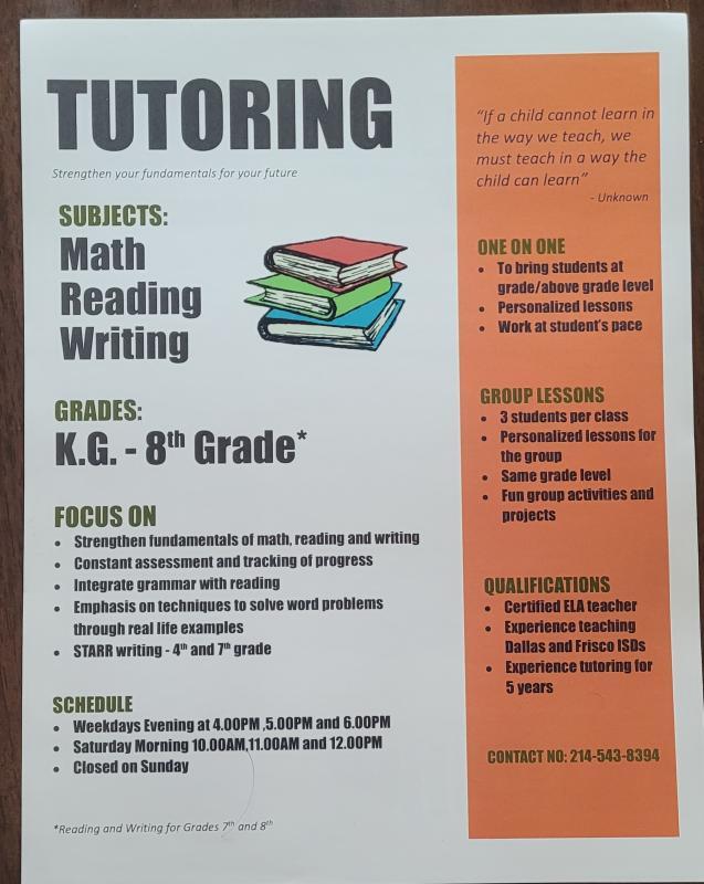 Tutoring English and Math