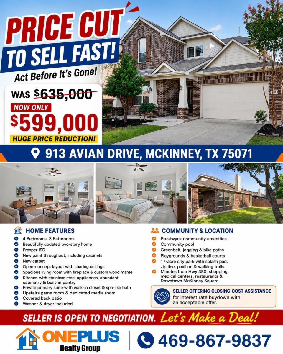 Price Slashed: Spacious McKinney Home Now $599K