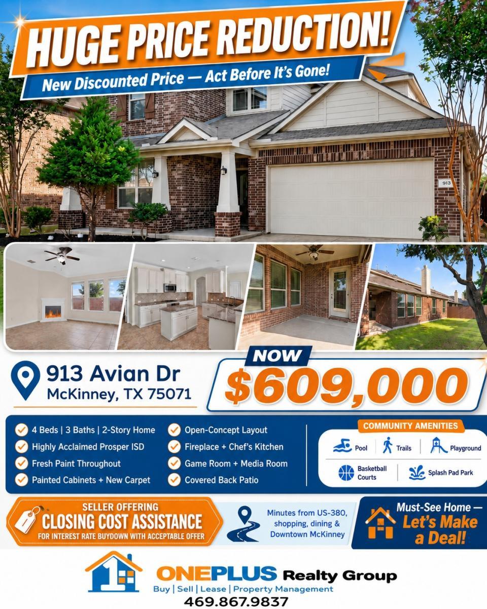 OnePlus Realty Group | McKinney TX Home Now $609,000