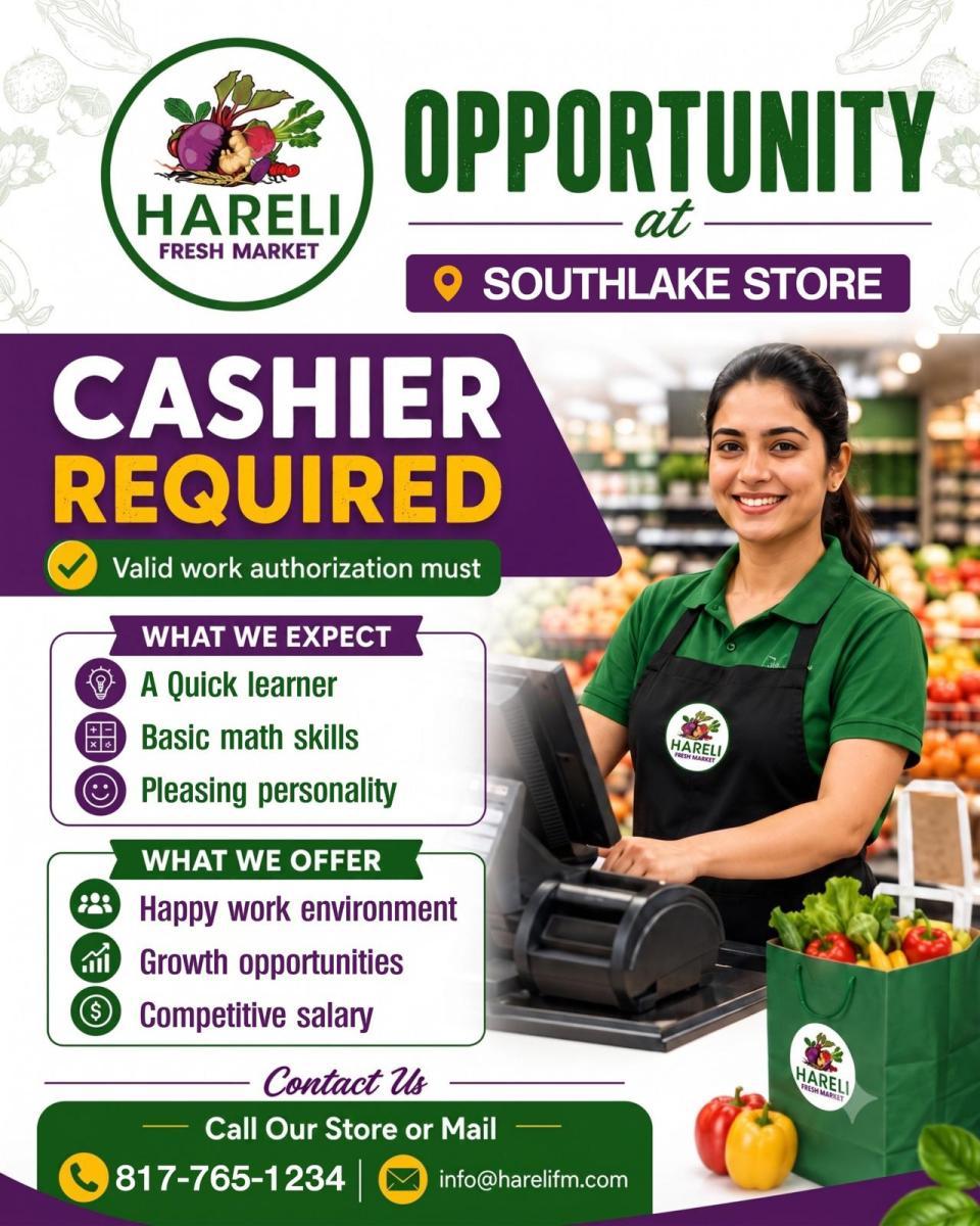 Hareli Fresh Market Hiring Cashier at Southlake Store