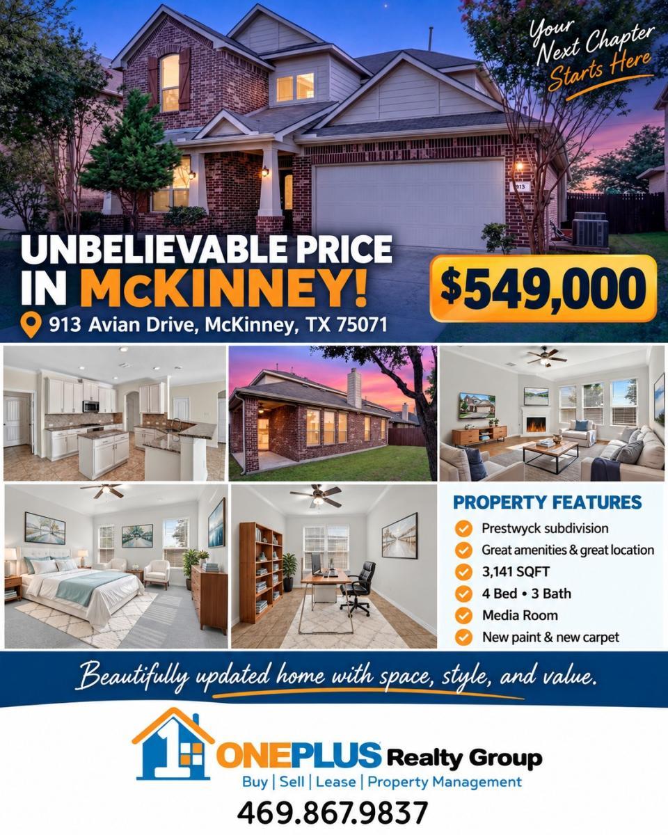 Huge Price Drop: McKinney 4-Bed Home Now Just $549K