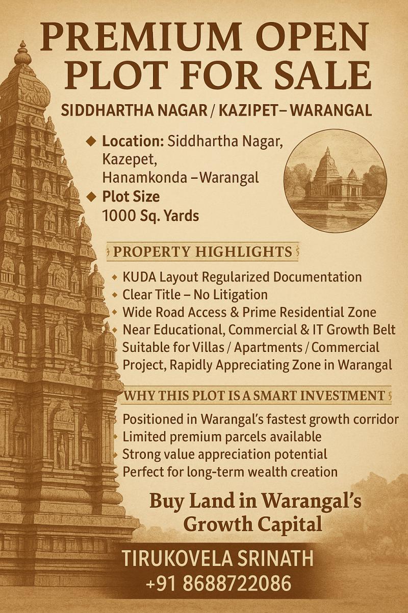 1000 Sq. Yards Clear-Title Residential Plot for Sale – Siddharth Nagar, Hanamkonda