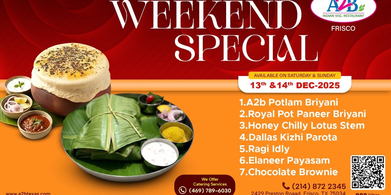 A2B Indian Veg Restaurant Exclusive Weekend Special Dining Experience in Frisco
