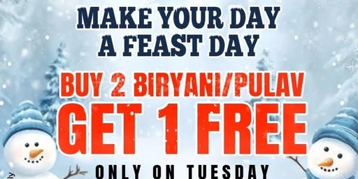 Bawarchi Indian Cuisine – Tuesday Special Deal: Buy 2 Get 1 Free Feast