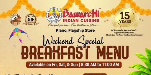 Bawarchi Indian Cuisine Plano – Weekend Special South Indian Breakfast