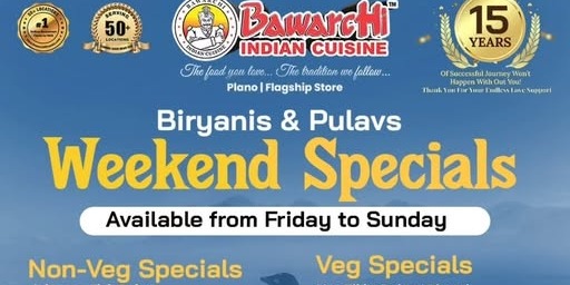 Bawarchi Indian Cuisine – Weekend Biryani & Pulav Specials in Plano