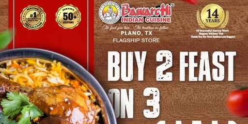 Bawarchi Indian Cuisine – Plano | Buy 2 Get 1 Free Tuesday Feast Deal