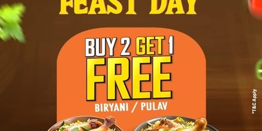 Bawarchi Indian Cuisine Buy 2 Get 1 Free Biryani & Pulav Offer  (Tuesday Special)
