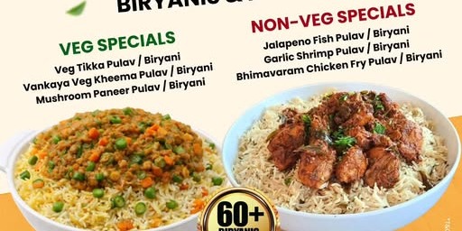 Bawarchi Indian Cuisine Plano Weekend Feast 60+ Biryanis & Pulavs from Friday to Sunday