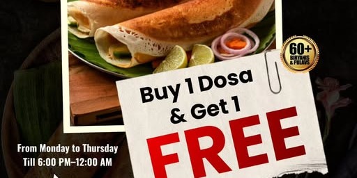 Bawarchi Indian Cuisine – Buy 1 Dosa Get 1 Free   Plano TX Deal