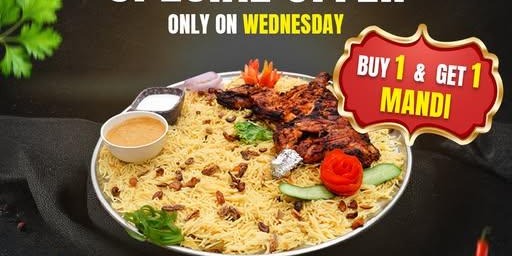 Bawarchi Indian Cuisine Plano Wednesday Buy 1 Get 1 Mandi Special Offer