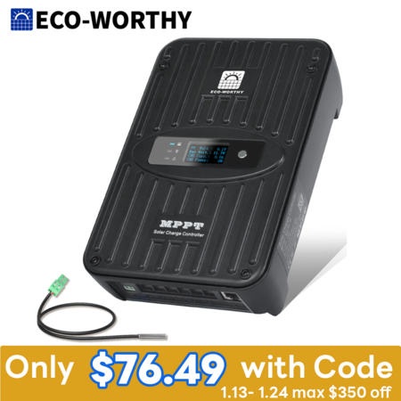 ECO-WORTHY 40A MPPT Solar Charge Controller 12V/24V - $76.49 + Free Shipping