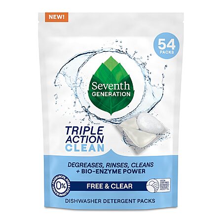 Seventh Generation Triple Action Clean Automatic Dishwasher Detergent Packs (54 count) $10.99 + Free Shipping w/ Prime