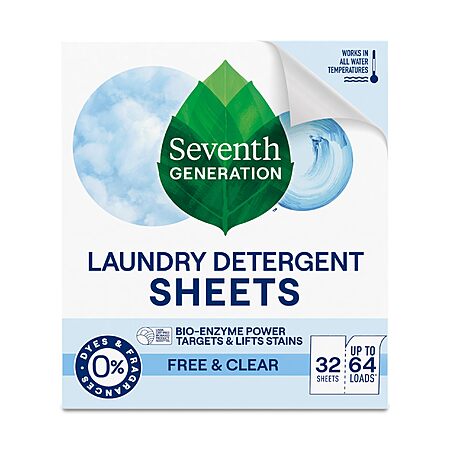 Seventh Generation Laundry Detergent Sheets (32 Count, 64 Loads) - $7.49 with Coupon + Free Shipping w/ Prime