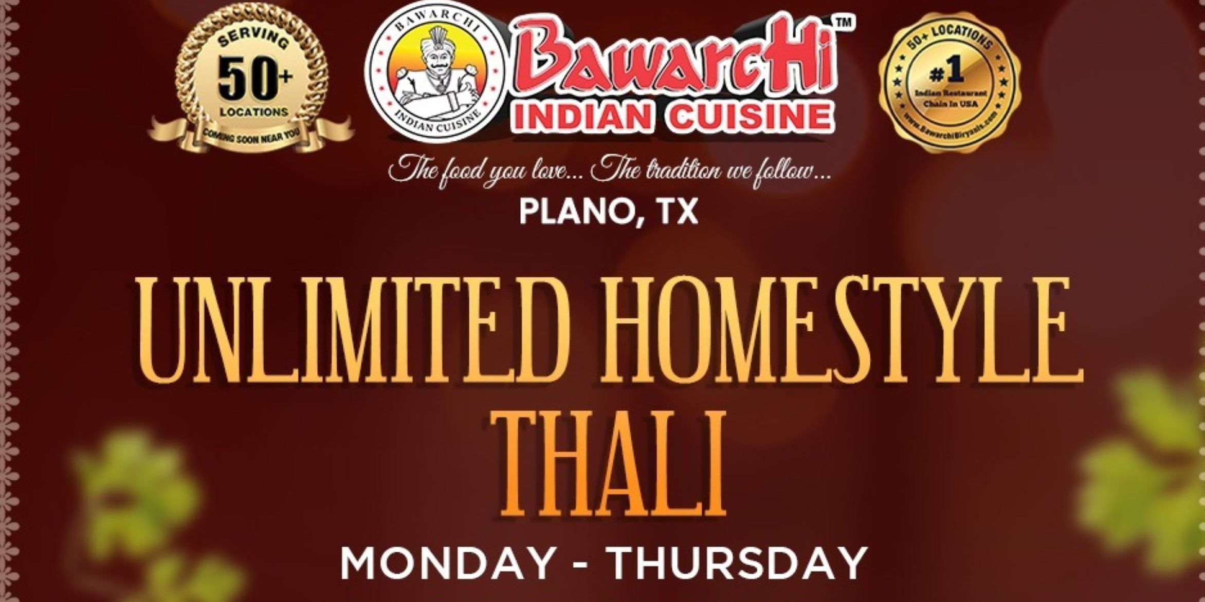 Bawarchi Indian Cuisine Plano – Special Thali Offer for Dine-In!