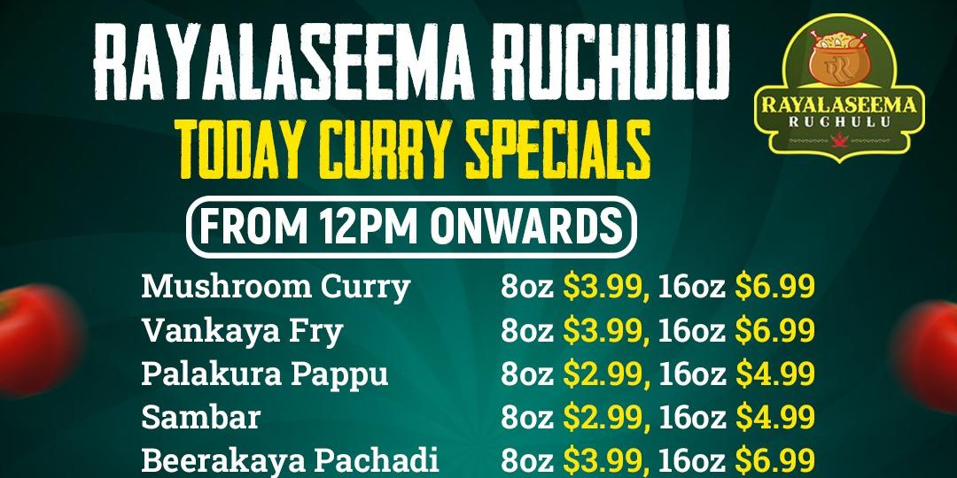 Authentic South Indian Special Curries at Rayalaseema Ruchulu in Frisco