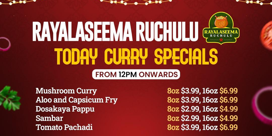Authentic South Indian Curries – Today’s Hot Specials from Rayalaseema Ruchulu