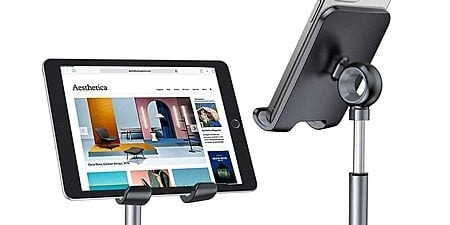 LISEN Adjustable Cell Phone & Tablet Holder for Desk – 4-10 Inch Support
