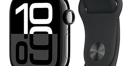 Apple Watch Series 10 (42mm) GPS Smartwatch – Sleek Black Aluminum with Sport Band