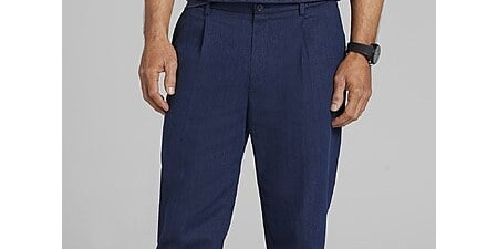 Joseph Abboud Men’s Linen Blend Herringbone Chino Pants – Classic Navy Elegance