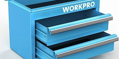 WORKPRO Mini Metal Tool Box with 2 Drawers & Top Storage (2 Colors)
