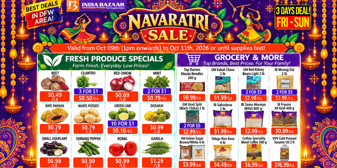 India Bazaar DFW Navaratri Sale on Produce, Groceries & More