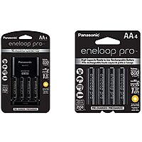 Panasonic eneloop pro Charger w/ 4-Pack 2500mAH AA Batteries + Extra 4-Pk Pro AA