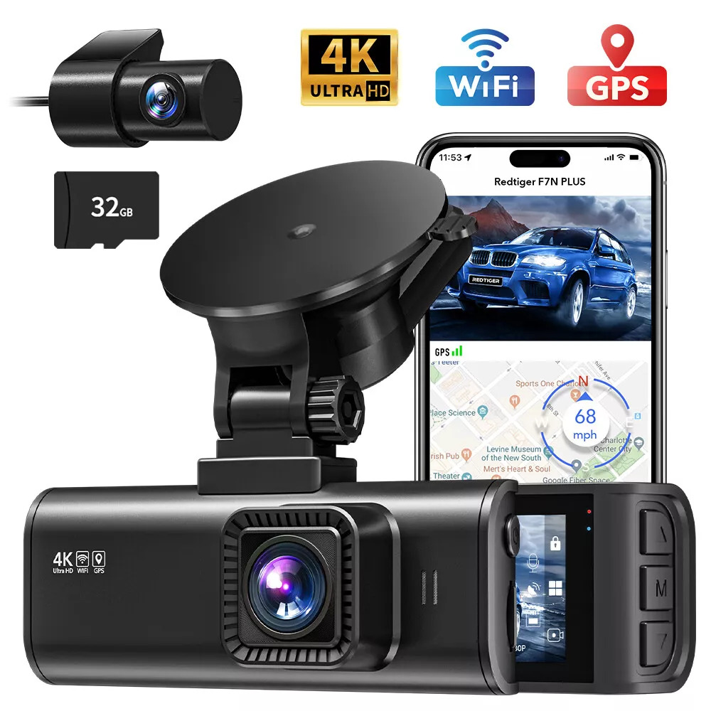 REDTIGER 4K Front & Rear Dual Camera Dash Cam w/ 32GB SD Card $55.99 + Free Shipping