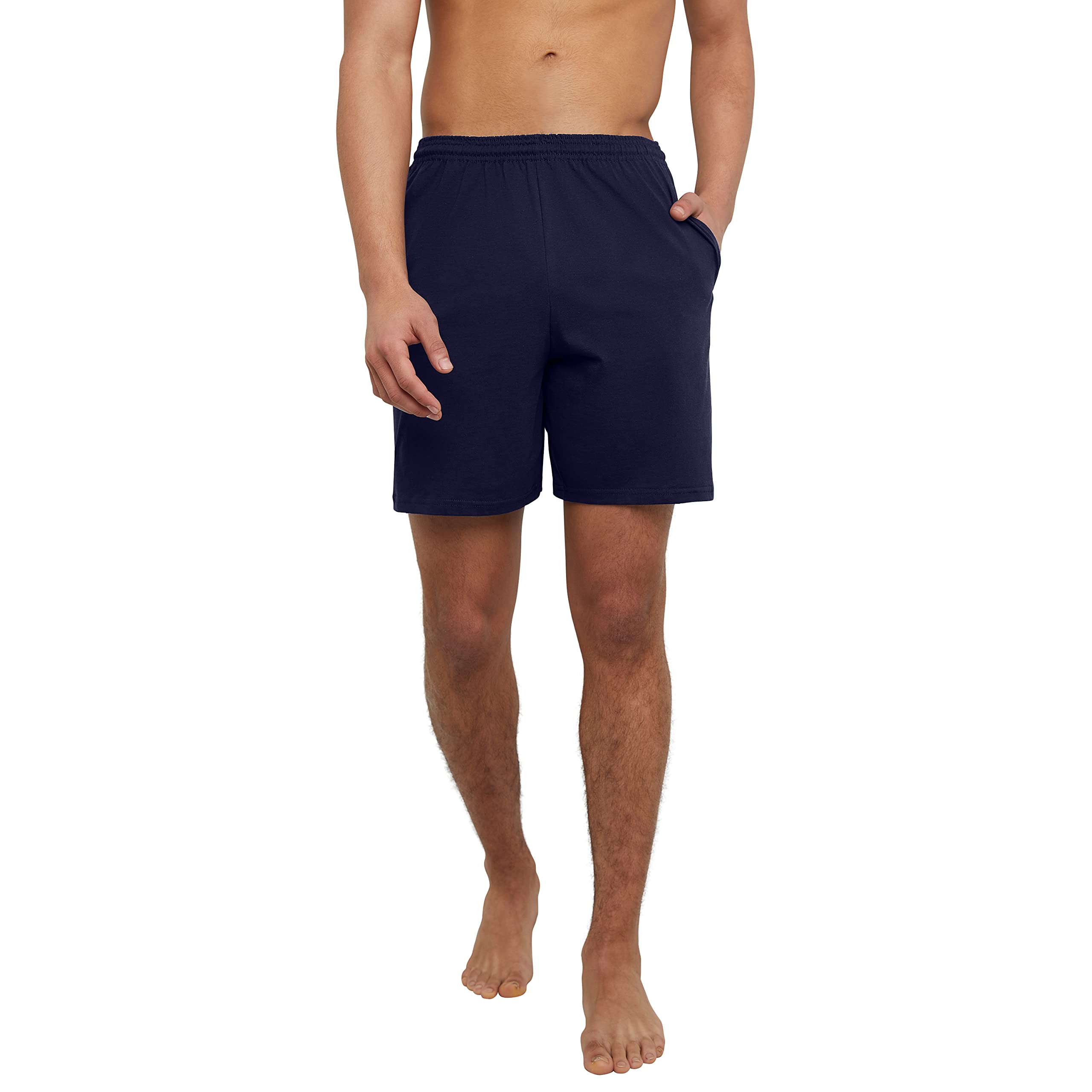 Hanes Men's Essentials 100% Cotton 7.5" Inseam Jersey Shorts w/ Pockets (Athletic Navy, Size: Small or Medium) $7 + Free Shipping w/ Prime or on $35+
