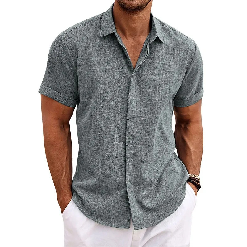 Men&rsquo;s Linen Shirt Short Sleeve - Use code PD85 $12