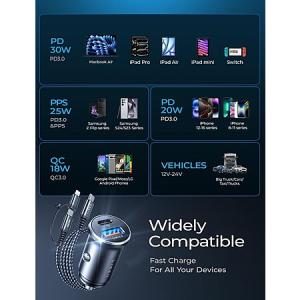 LISEN USB C Car Charger [Mini & Metal] with 2-in-1 Cable – Only $7.98 + Free Shipping