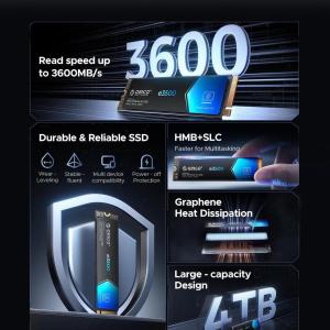 ORICO 1TB M.2 2280 NVMe SSD PCIe Gen3x4 3D NAND Internal Solid State Drive, Read Speed up to 3600 MB/s for PC Desktop Laptop Ultrabook Graphene Cooling-1TB - $44.99