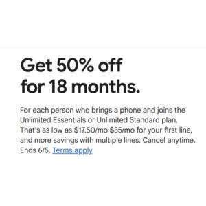Google Fi Promo – 50% Off Unlimited Essentials Plan w/ New Line & BYOD