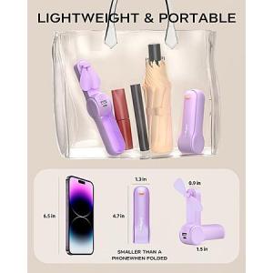 Portable 3-Speed FrSara Mini Handheld Fan with 2000mAh Power Bank (Purple)