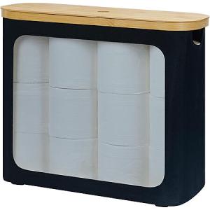 Rosos Bamboo Lid Toilet Paper Storage with Clear Window & Handles