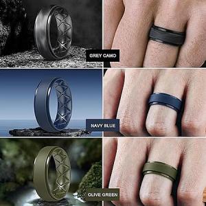 7-Pack Egnaro Men's Silicone Rings | Comfortable & Durable - Various Sizes Available