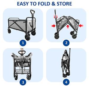 SAILARY Collapsible Wagon Cart - Foldable Portable Heavy Duty Beach Wagon with Large Capacity - $35.99