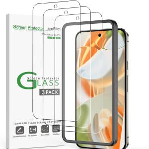 2-Pk amFilm OneTouch iPhone 16/15/14/13/12/11 / Pixel 9 Tempered Glass Screen Protectors