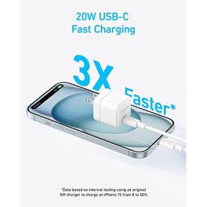 Anker 2-Pack 20W USB-C Foldable Wall Chargers + 2-Pack 6' USB-C Cables (White) – Fast Charging Solution