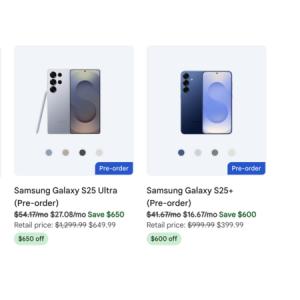 Pre-order Google Fi Galaxy S25 Ultra 256GB for $650 | S25+ $399 | S25 $299 – Existing Customers Only